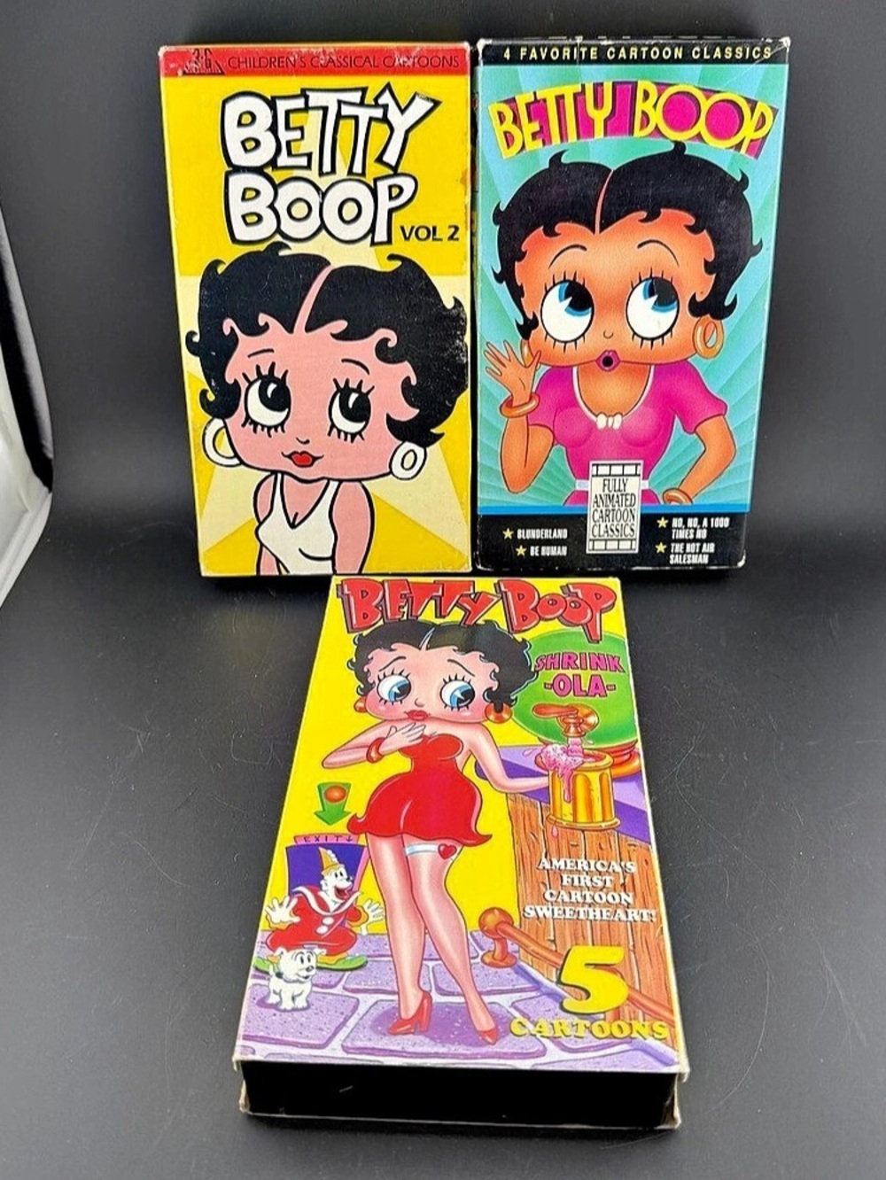 Vintage Betty Boop VHS Lot Of 3 Cartoons Tested